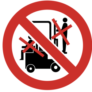 PROHIBITORY SIGN-NO LIFTING ON FORKLIFT