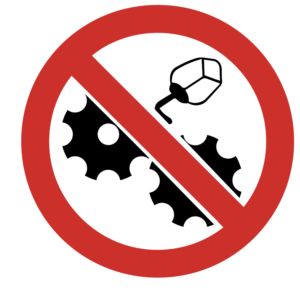 PROHIBITORY SIGN-NO OILING OR CLEANING WHILE IN MOTION