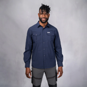 W.O.R.K Ripstop 4 Way Stretch L/Sleeve Shirt Navy
